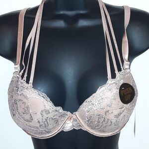 Youmita 34C Tuscany Metallic Lace Strappy Bra NWT